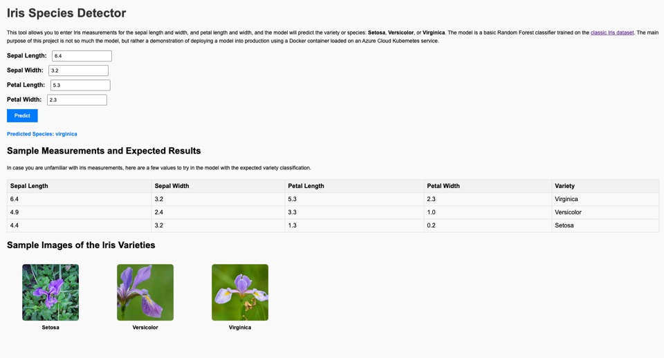 Iris species predictor web app